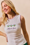 SO ME Mardi Gras Tank Top With Contrast Blanket Stitch