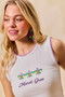 SO ME Mardi Gras Tank Top With Contrast Blanket Stitch