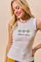 SO ME Mardi Gras Tank Top With Contrast Blanket Stitch