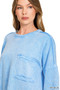 Zenana Halo Washed French Terry Exposed-seam Sweatshirt