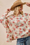 BiBi Floral Print Oversized Waffle Thermal Sweatshirt
