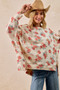 BiBi Floral Print Oversized Waffle Thermal Sweatshirt