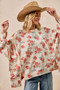 BiBi Floral Print Oversized Waffle Thermal Sweatshirt