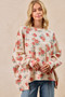 BiBi Floral Print Oversized Waffle Thermal Sweatshirt