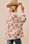BiBi Floral Print Oversized Waffle Thermal Sweatshirt