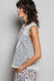 POL Printed Woven Lace Back Round Neck Sleeveless Top