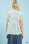 Umgee Embroidered Ruffle Sleeve Popover Top