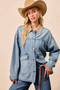 BiBi Washed Denim Jacket with Contrast Collar Detail