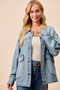 BiBi Washed Denim Jacket with Contrast Collar Detail