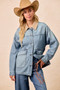 BiBi Washed Denim Jacket with Contrast Collar Detail