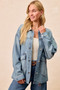 BiBi Washed Denim Jacket with Contrast Collar Detail