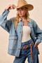 BiBi Washed Denim Jacket with Contrast Collar Detail