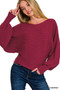 Zenana Boat Neck Balloon Sleeve Sweater