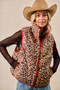 BiBi Leopard Print Piping Detail Quilted Vest
