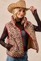 BiBi Leopard Print Piping Detail Quilted Vest