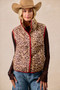 BiBi Leopard Print Piping Detail Quilted Vest