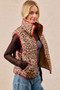 BiBi Leopard Print Piping Detail Quilted Vest