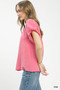 Umgee Textured Gauze Ruffle Neck Boho Top