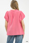Umgee Textured Gauze Ruffle Neck Boho Top