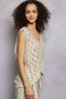 POL V-Neck Crochet Tank with Diamond Weave Knit Patterns