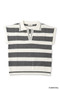 Zenana Striped Collared Short Sleeve Sweater