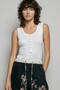 POL Colorful Button Round Neck Ribbed Tank