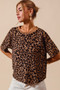 SO ME Leopard Thermal Waffle Knit Loose Fit Top