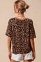 SO ME Leopard Thermal Waffle Knit Loose Fit Top