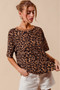 SO ME Leopard Thermal Waffle Knit Loose Fit Top