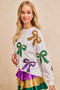 BiBi Mardi Gras Sequin Bow Top