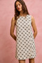 SO ME Ribbon Jacquard Pattern Dress with Scalloped Side