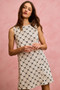 SO ME Ribbon Jacquard Pattern Dress with Scalloped Side