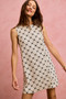 SO ME Ribbon Jacquard Pattern Dress with Scalloped Side
