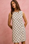 SO ME Ribbon Jacquard Pattern Dress with Scalloped Side
