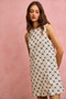 SO ME Ribbon Jacquard Pattern Dress with Scalloped Side