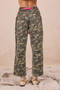 BiBi Braided Waist Belt Patch Pockets Camouflage Print Pants
