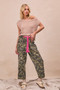 BiBi Braided Waist Belt Patch Pockets Camouflage Print Pants