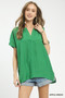 Umgee Flowy V-Neck Short Sleeve Blouse
