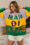 BiBi Sequin Mardi Gras Lettering Color Block Sweatshirt