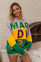BiBi Sequin Mardi Gras Lettering Color Block Sweatshirt