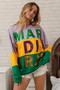 BiBi Sequin Mardi Gras Lettering Color Block Sweatshirt
