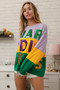 BiBi Sequin Mardi Gras Lettering Color Block Sweatshirt