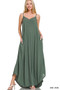 Zenana Woven Crinkle Cami Maxi Dress with Side Pockets