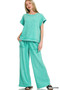 Zenana Washed Slub Short Sleeve Tee & Long Pants Set