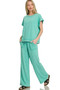 Zenana Washed Slub Short Sleeve Tee & Long Pants Set