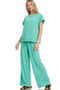 Zenana Washed Slub Short Sleeve Tee & Long Pants Set