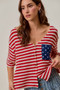 SO ME Stripe Waffle Knit Fourth Of July Cardigan Top