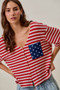SO ME Stripe Waffle Knit Fourth Of July Cardigan Top
