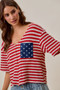SO ME Stripe Waffle Knit Fourth Of July Cardigan Top
