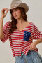 SO ME Stripe Waffle Knit Fourth Of July Cardigan Top